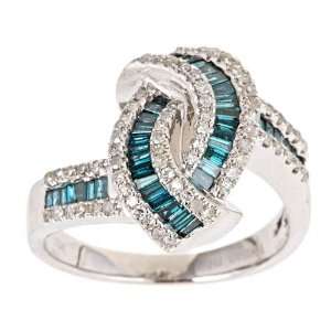 Dach : 10k White Gold 7/8ct TDW Blue and White Diamond Fashion Ring (G 