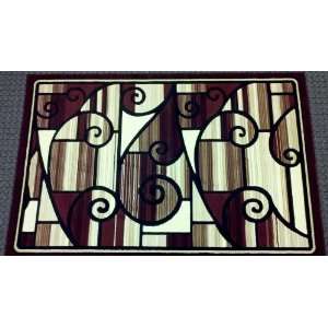  Modern Area Rug 6 Ft X 9 Ft Burgundy Design #110