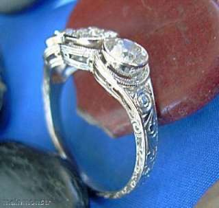 Vintage Antique Deco DIAMOND Platinum Engagement Ring 6  