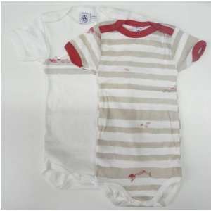    Petit Bateau 100% cotton 2pc infant bodysuit set   6m Baby
