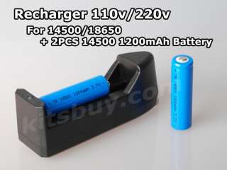 2pcs 3.7V 1200mAh 14500 Li ion Lithium Rechargeable Battery + Charger 