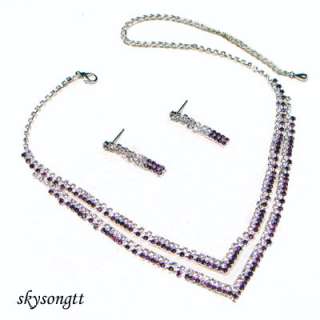 Swarovski Purple Crystal Bridal Necklace Set S1599V  