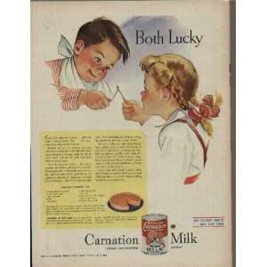 Both Lucky   Brother and Sister Break a Wishbone! .. 1945 Carnation 
