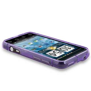 Purple S Line TPU Gel Soft Case+Screen Protector LCD Cover For Sprint 