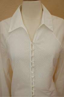 ANNE FONTAINE Shirt Blouse Career White Button Front Long Sleeve 