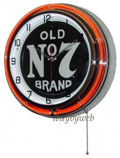 18 Orange Old No 7 Jack Daniels Double Neon Wall Clock Bar Game Room 