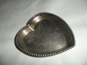 1857 98 MERIDEN B COMPANY QUAD SILVERPLATE HEART DISH  