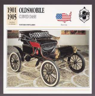 1901 1905 OLDSMOBILE CURVED DASH Car FRENCH ATLAS PHOTO SPEC CARD 