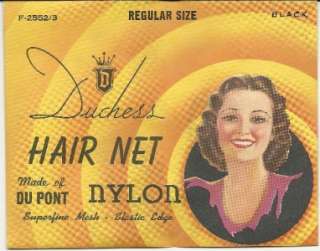 Vintage 1940s Duchess Hair Net Pkg. Pin Up Graphics  