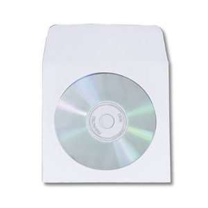  3000pcs White Paper Sleeves for CD DVD with Flap and Clear 