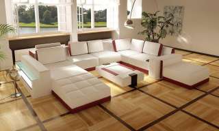 2312 White Italian Leather Living Room Sectional Sofa  