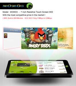 4GB Flash memory 7 TOUCH SCREEN TABLET GOOGLE ANDROID 2.20 WIFI+3G 