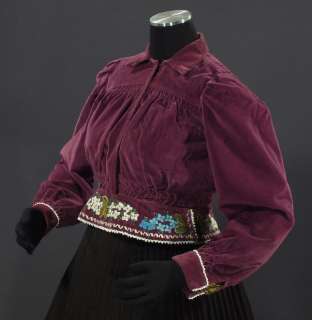 VINTAGE Ethnic Velvet Blouse/Jacket with bead embroidery folk costume 
