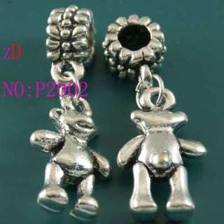 P2002 2pc Modern Tibet Silver Bear Pendant Dangle Beads  
