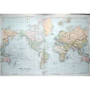    BACON MAP 1894 WORLD ATLAS MECATORS PROJECTION