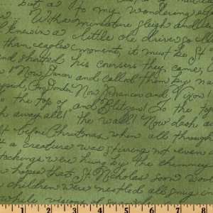   Yuletide Magic Script Green Fabric By The Yard: Arts, Crafts & Sewing