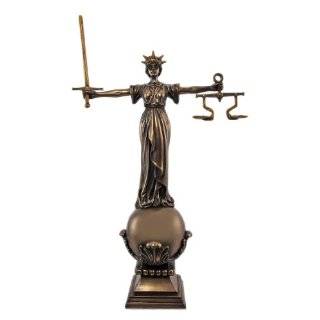  Lady Justice Sitting Statue Candle Holder, Bronze Powder 
