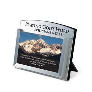  Praying Gods Word Brushed Metal Themed Scripture Card 