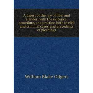   cases, and precedents of pleadings William Blake Odgers Books