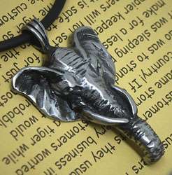 AFRICAN ELEPHANT HEAD Silver pewter pendant 