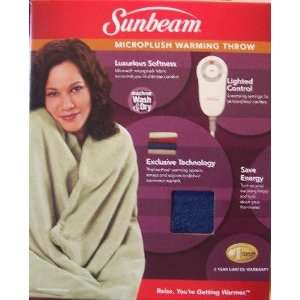  Sunbeam Micro Plush Warming Throw Blanket   Red: Home 