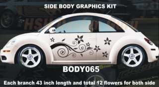 VW beetle CAR VINYL SIDE GRAPHICS DECALS ITEM65 flowers  