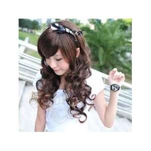  Cute LONG HAIR Wavy CURLY Brown Color LADY PARTY Full Wig 