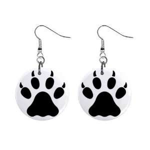 Wolf Paw Print Dangle Earrings Jewelry 1 inch Buttons 12304853