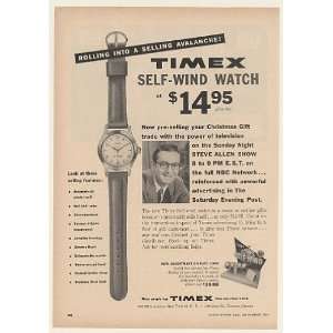  1956 Steve Allen Timex Self Wind Watch Trade Print Ad 