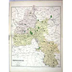   Antique Map England 1885 Oxfordshire Banbury Abingdon
