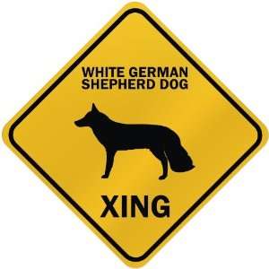   WHITE GERMAN SHEPHERD DOG XING  CROSSING SIGN DOG: Home Improvement