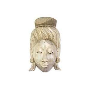  NOVICA Wood mask, Rice Goddess Sri