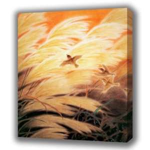 Abstract Bird in Field of Giclee Print Canvas Art with Oil 