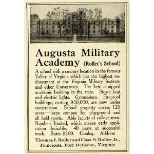  1915 Ad Augusta Military Academy Rollers School Fort 