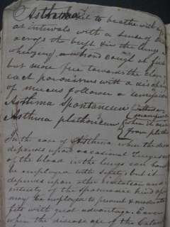   MEDICAL MANUSCRIPT~Notebook~Medicine~Opium~Narcotics RARE 1823 PA