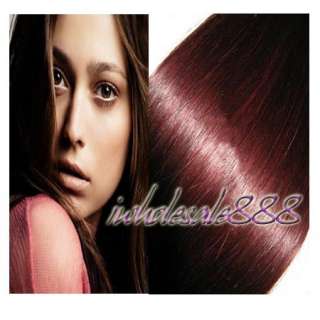 19 27clip in human hair extensions #99J BURGUNDY 100g  