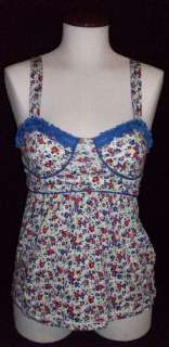 Womens Abercrombie White Flowered Tank Top S NWT  