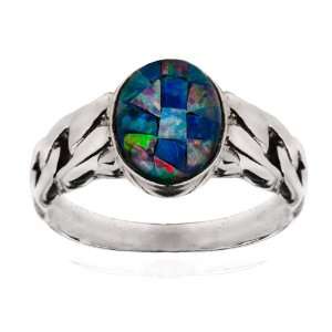  Opal Sterling Silver Celtic Oval Stone Ring Graciana 