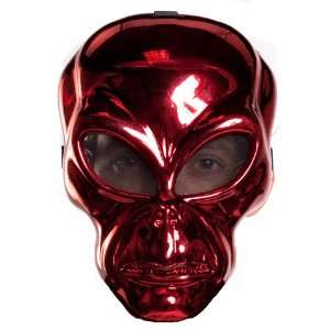    Red Metallic Alien Mask with Blacked Out Eyes Toys & Games