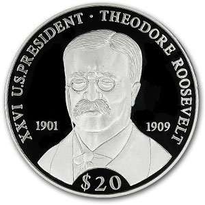  Liberia 2000 $20 Silver Proof Theodore Roosevelt: Toys 