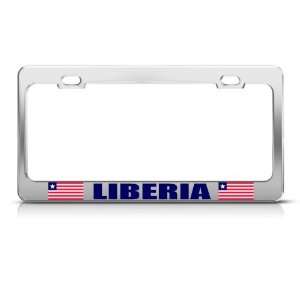 Liberia Flag Liberian Country license plate frame Stainless Metal Tag 