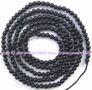 New!2mm Beautiful Black Onyx Round Beads 15.5  