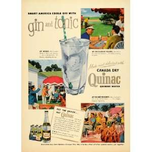  1954 Ad Gin Tonic Canada Dry Quinac Quinine Water Golf 