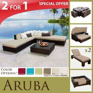  ARUBA OUTDOOR WICKER PATIO SOFA SECTIONAL SET MARS DINING 