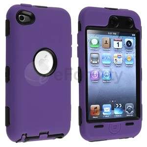   TOUCH 4 4G 4TH GEN DELUXE PURPLE 3PIECE HARD CASE COVER SKIN+PROTECTOR