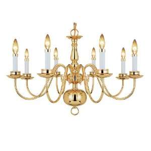   Polished Brass Williamsburg 8 Light Up Light Chandelier from the Willi