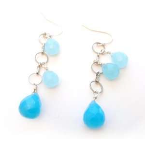  Blue Crystal and Jade Dangle Earrings: Jewelry
