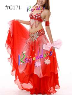 High quality belly dance 2 pics costume Red Bra & belt  