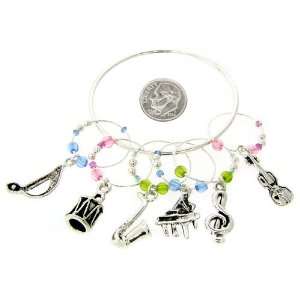  Wine Charms ~ Music Instrument Wine Glass Charms Set of 6 