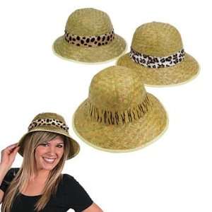  Adults Pith Helmets With Animal Print Band   Hats & Straw 